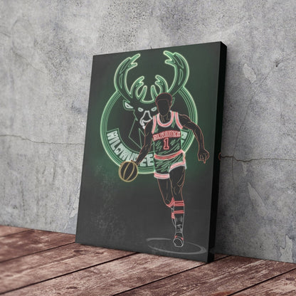 Oscar Robertson Neon Canvas Art | Bucks Wall Decor