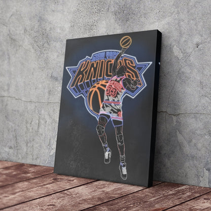 Patrick Ewing Neon Canvas Art | Knicks Wall Decor