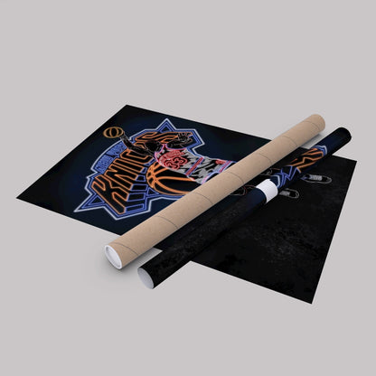 Patrick Ewing Neon Canvas Art | Knicks Wall Decor