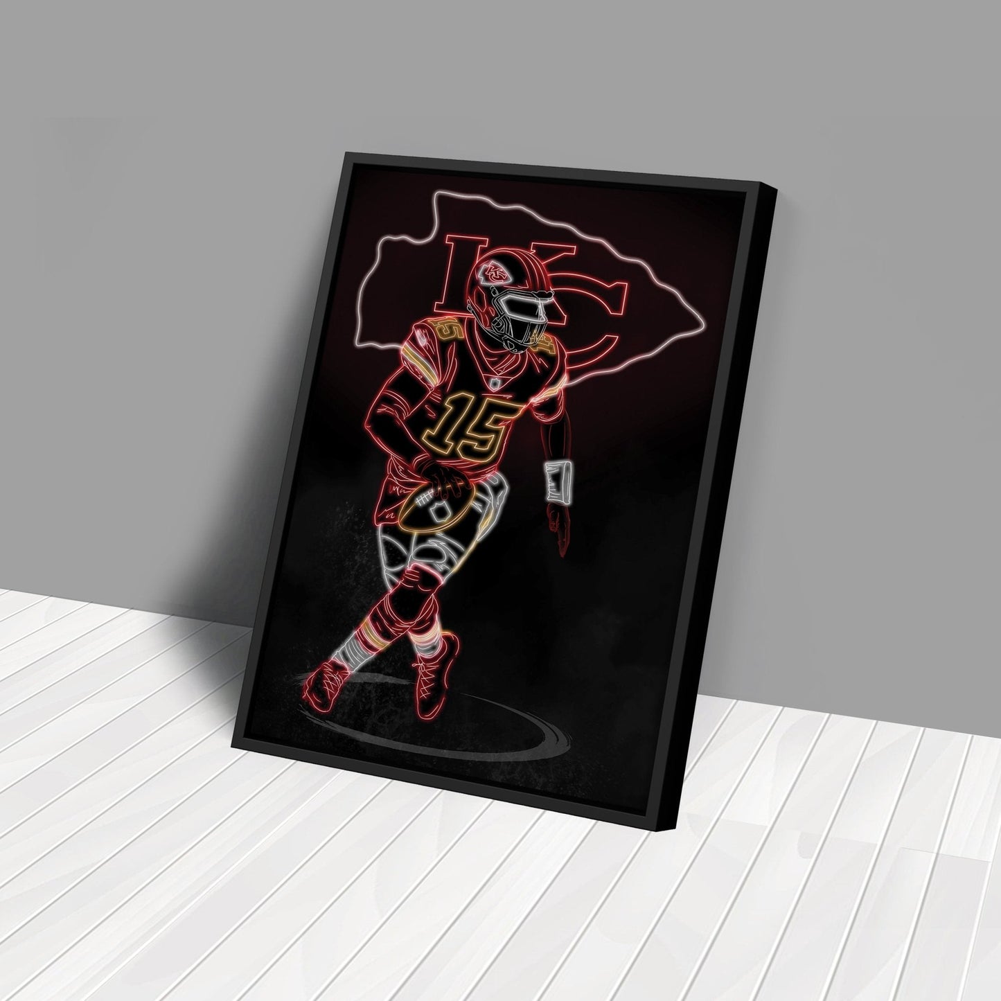 Patrick Mahomes Neon Canvas Art | Chiefs Wall Decor