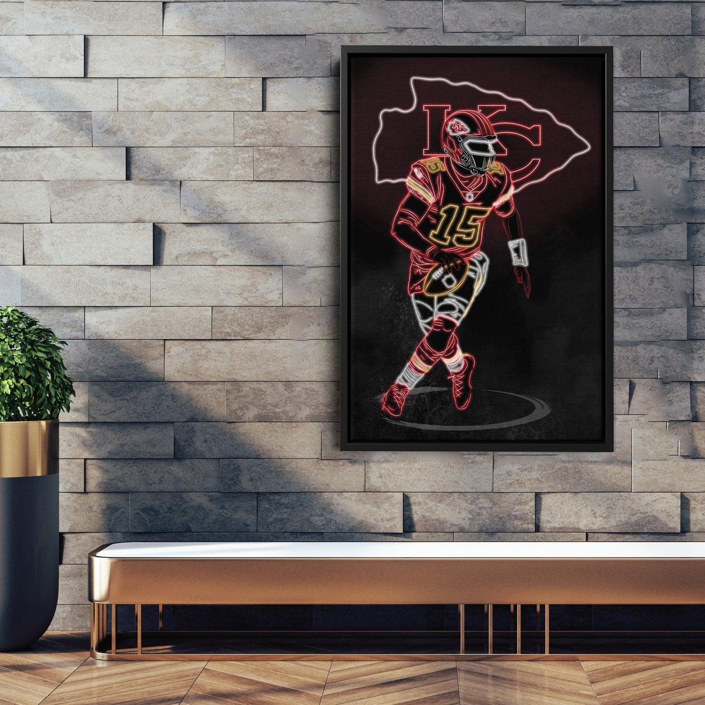Patrick Mahomes Neon Canvas Art | Chiefs Wall Decor