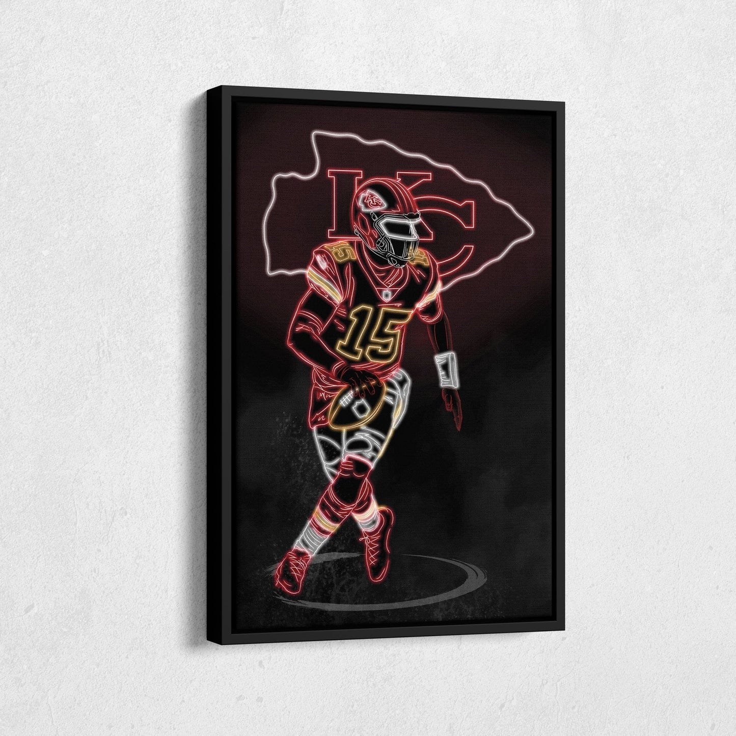 Patrick Mahomes Neon Canvas Art | Chiefs Wall Decor