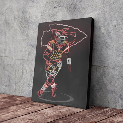 Patrick Mahomes Neon Canvas Art | Chiefs Wall Decor