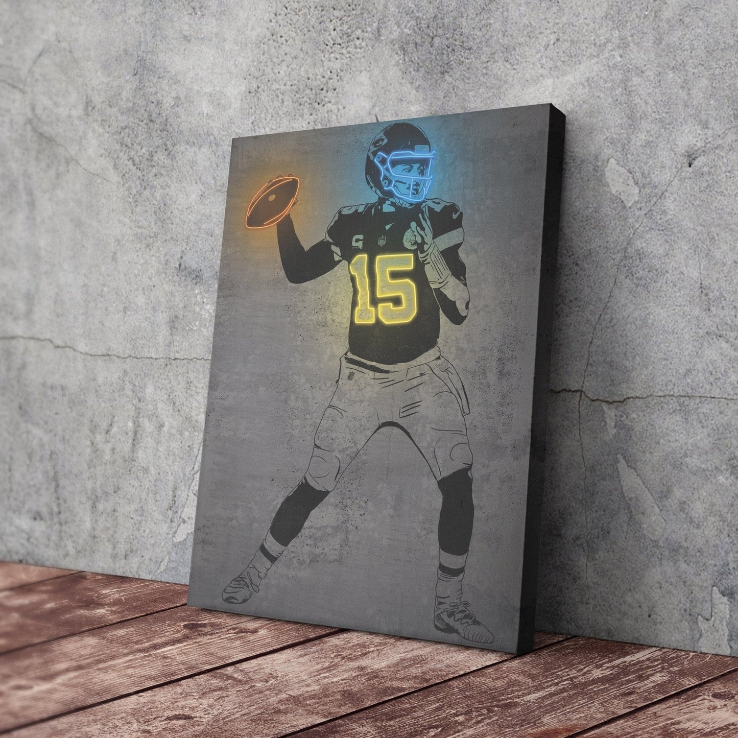 Patrick Mahomes Neon Canvas Art | Modern Wall Decor for Chiefs Fans
