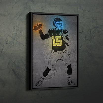 Patrick Mahomes Neon Canvas Art | Modern Wall Decor for Chiefs Fans