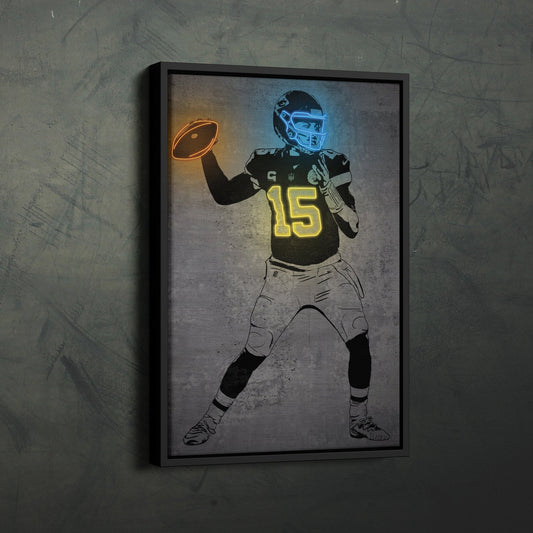 Patrick Mahomes Neon Canvas Art | Modern Wall Decor for Chiefs Fans