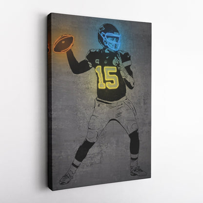 Patrick Mahomes Neon Canvas Art | Modern Wall Decor for Chiefs Fans