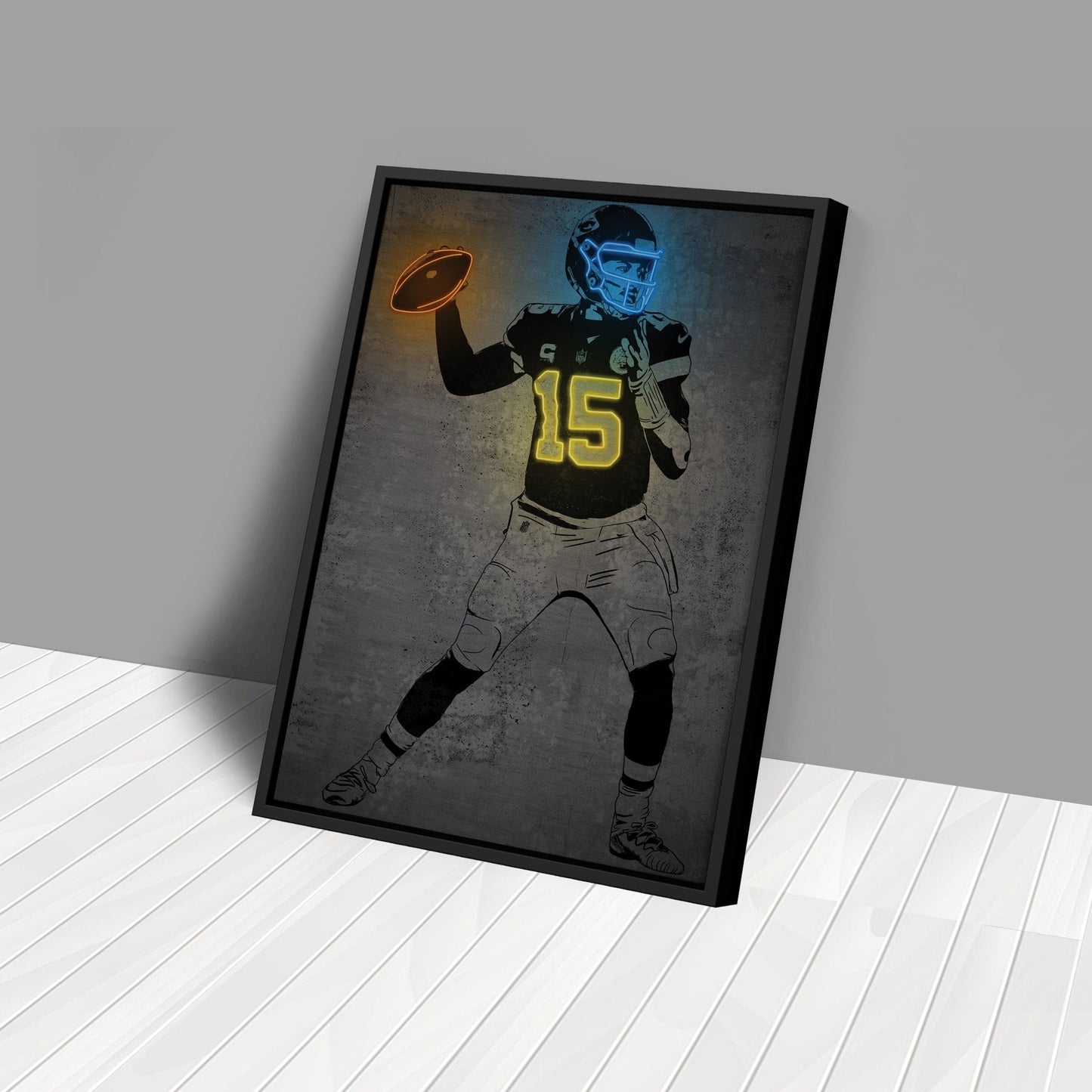 Patrick Mahomes Neon Canvas Art | Modern Wall Decor for Chiefs Fans