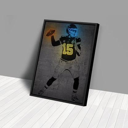Patrick Mahomes Neon Canvas Art | Modern Wall Decor for Chiefs Fans