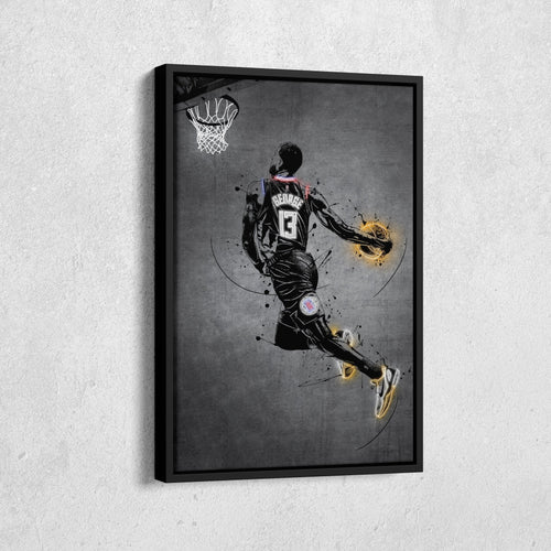 Paul George Neon Canvas Art | Modern Wall Decor for Clippers Fans