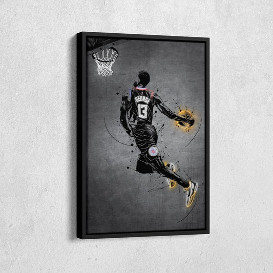 Paul George Neon Canvas Art | Modern Wall Decor for Clippers Fans