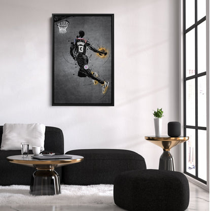 Paul George Neon Canvas Art | Modern Wall Decor for Clippers Fans