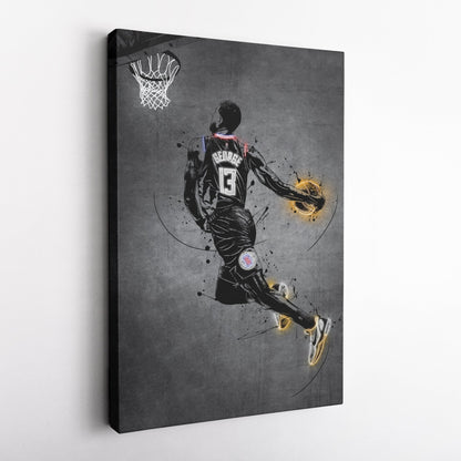 Paul George Neon Canvas Art | Modern Wall Decor for Clippers Fans