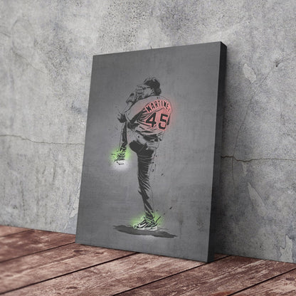 Pedro Martinez Neon Canvas Art | Modern Wall Decor for Red Sox Fans