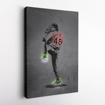 Pedro Martinez Neon Canvas Art | Modern Wall Decor for Red Sox Fans