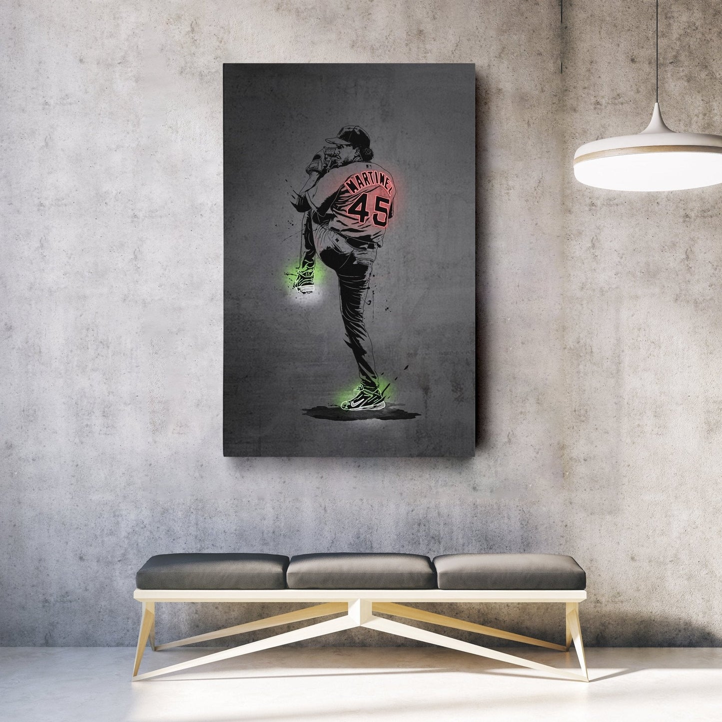Pedro Martinez Neon Canvas Art | Modern Wall Decor for Red Sox Fans