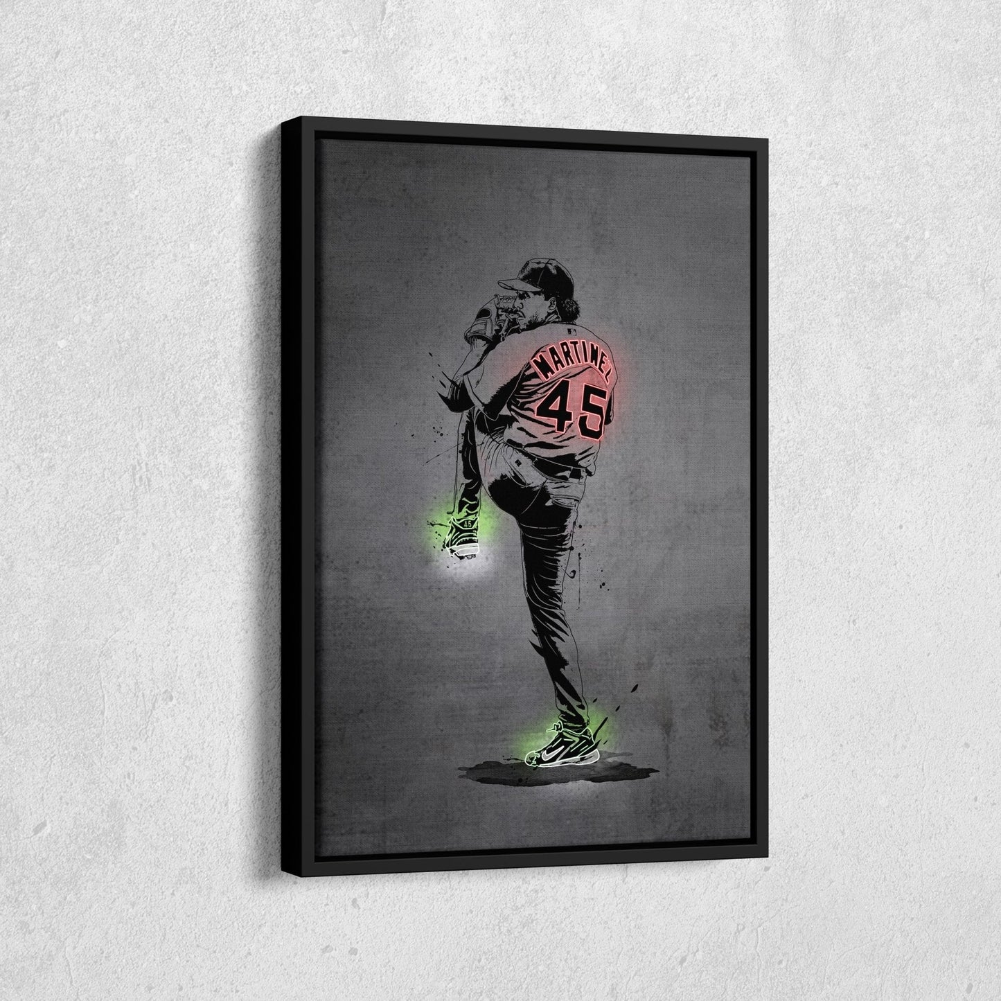 Pedro Martinez Neon Canvas Art | Modern Wall Decor for Red Sox Fans