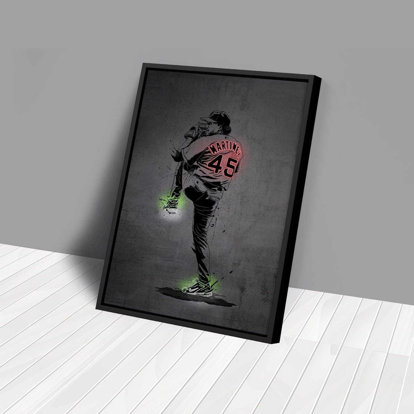 Pedro Martinez Neon Canvas Art | Modern Wall Decor for Red Sox Fans