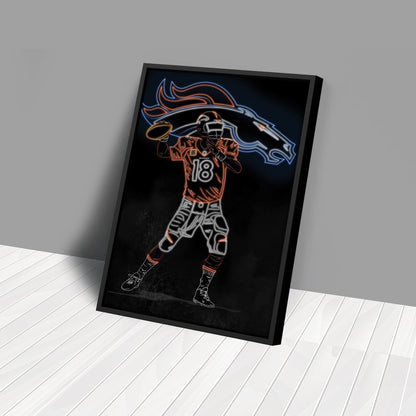 Peyton Manning Neon Canvas Art | Colts Wall Decor