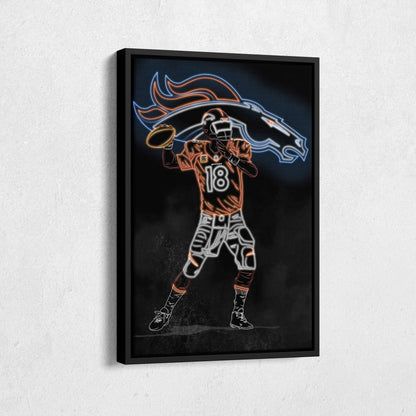 Peyton Manning Neon Canvas Art | Colts Wall Decor