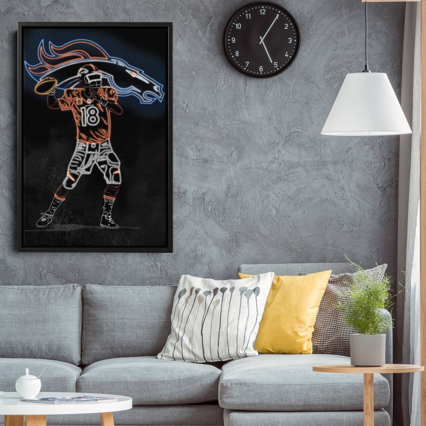 Peyton Manning Neon Canvas Art | Colts Wall Decor