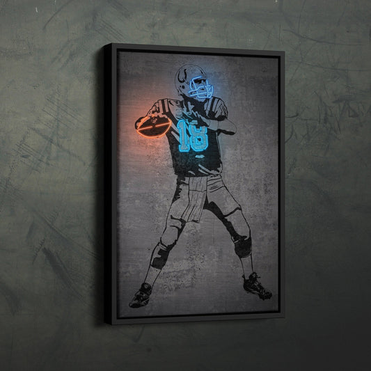 Peyton Manning Neon Canvas Art | Modern Wall Decor for Colts Fans
