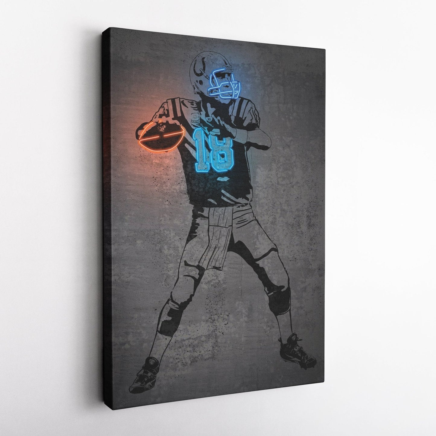 Peyton Manning Neon Canvas Art | Modern Wall Decor for Colts Fans