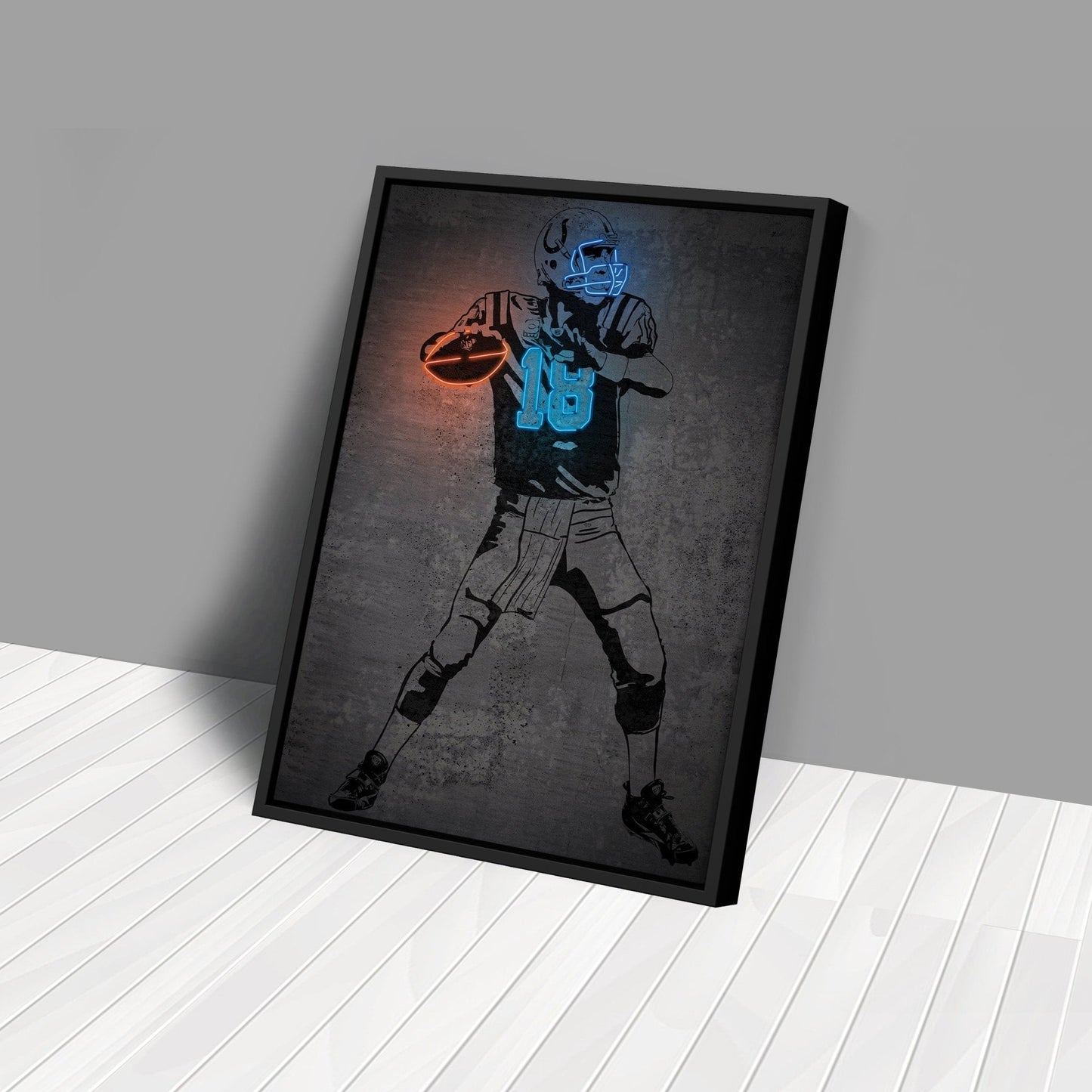 Peyton Manning Neon Canvas Art | Modern Wall Decor for Colts Fans