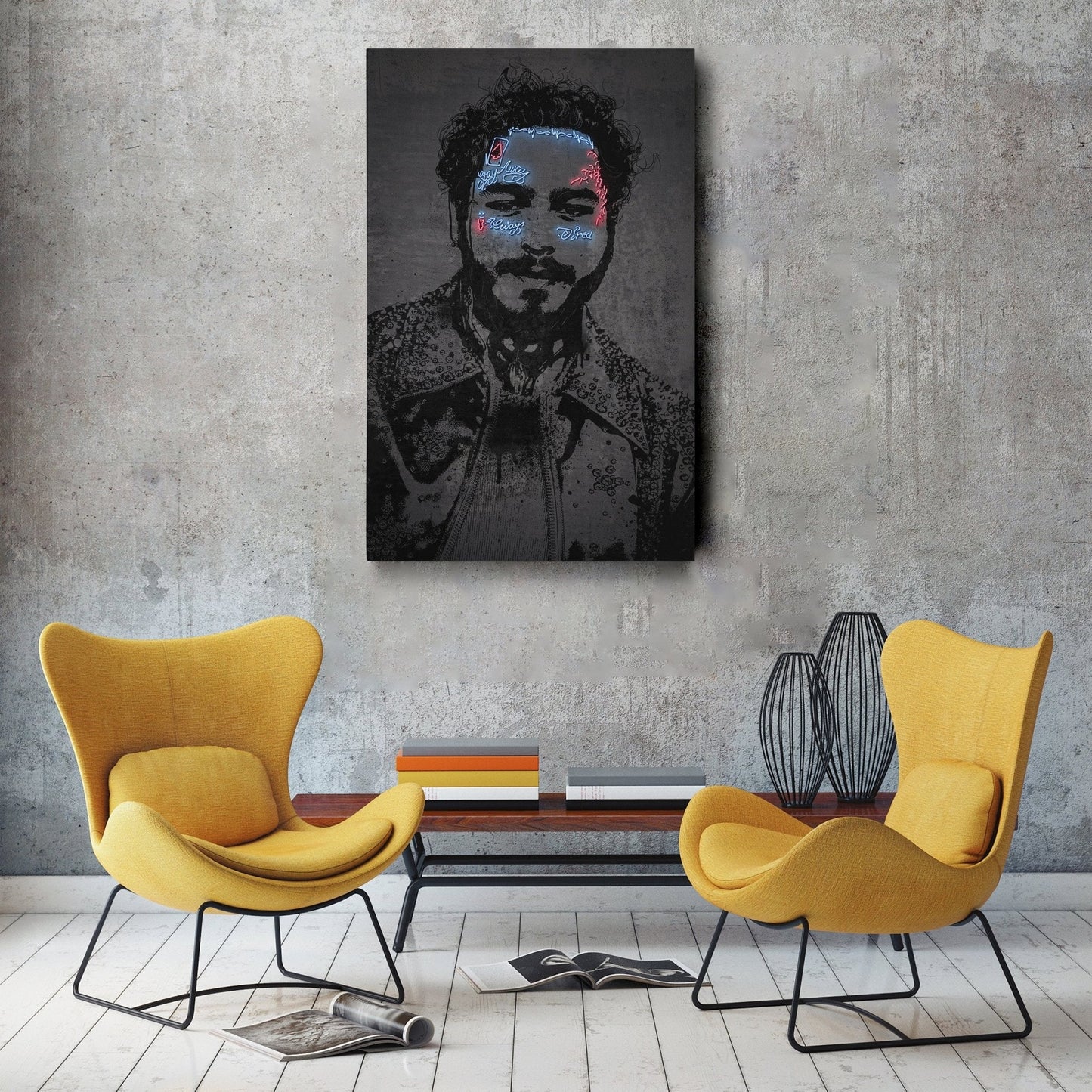 Post Malone Neon Canvas Art | Music Wall Decor