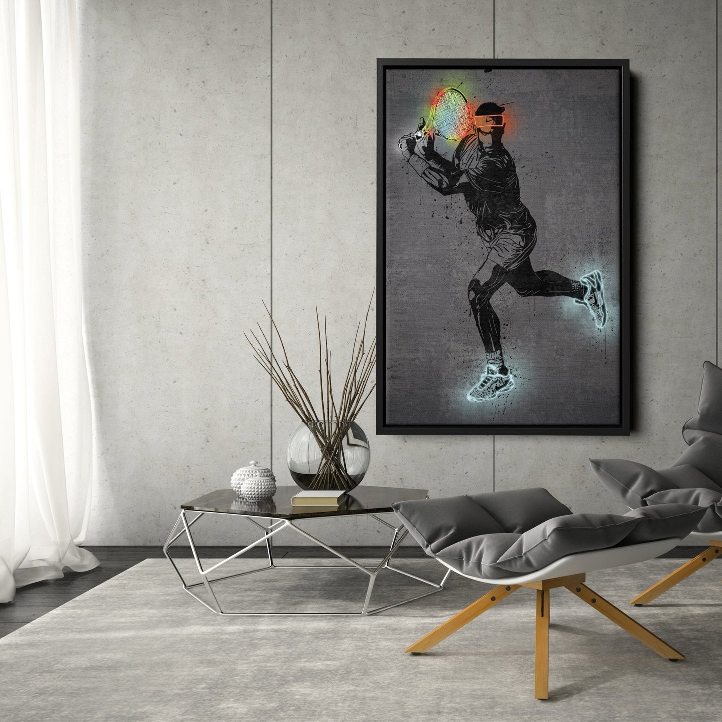 Rafael Nadal Neon Canvas Art | Modern Wall Decor for Tennis Fans