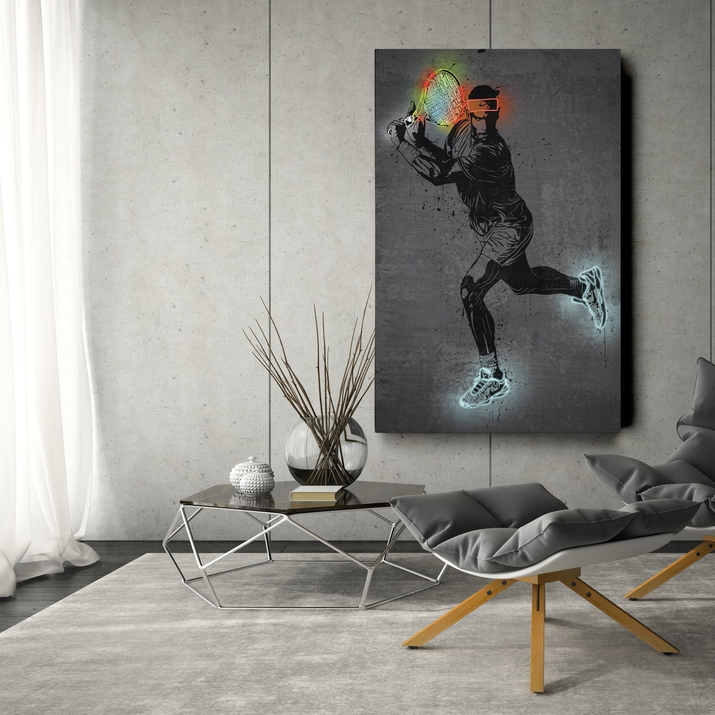 Rafael Nadal Neon Canvas Art | Modern Wall Decor for Tennis Fans