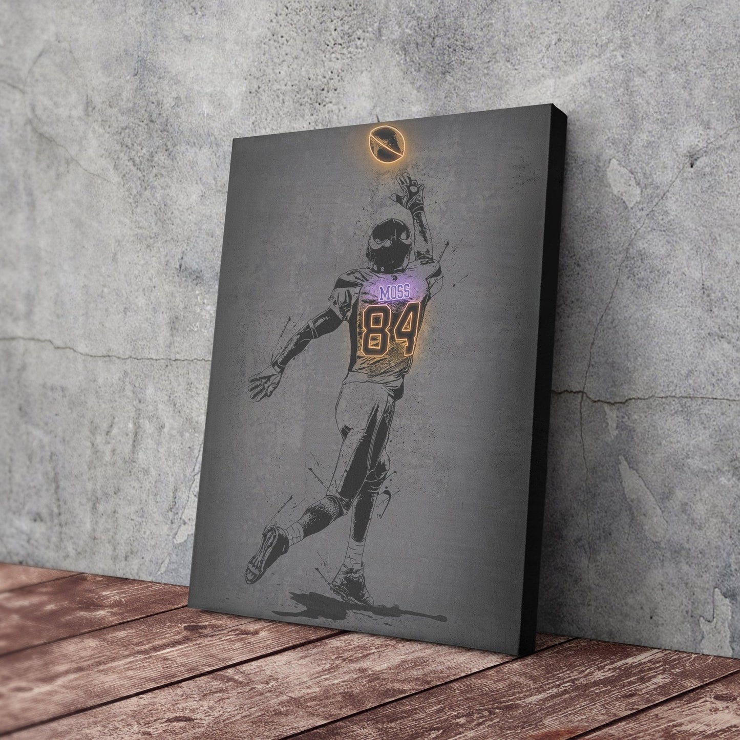 Randy Moss Neon Canvas Art | Modern Wall Decor for Vikings Fans