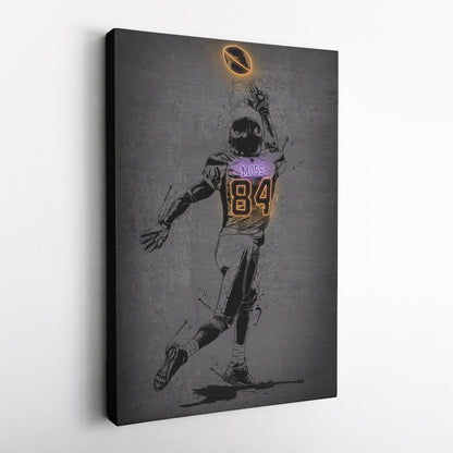 Randy Moss Neon Canvas Art | Modern Wall Decor for Vikings Fans