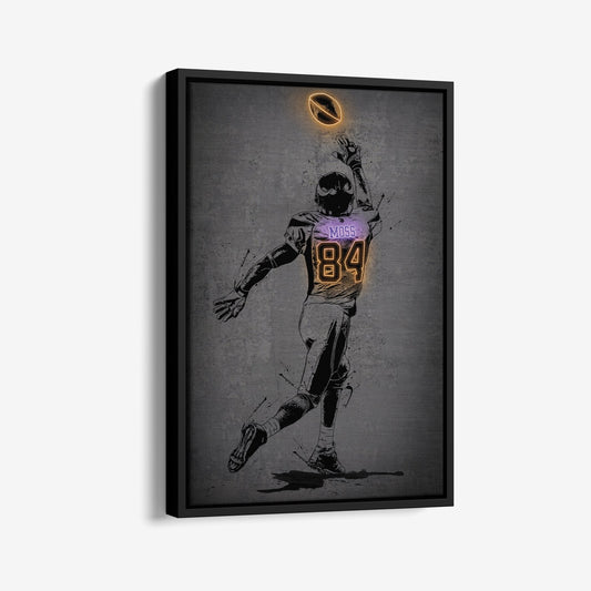 Randy Moss Neon Canvas Art | Modern Wall Decor for Vikings Fans