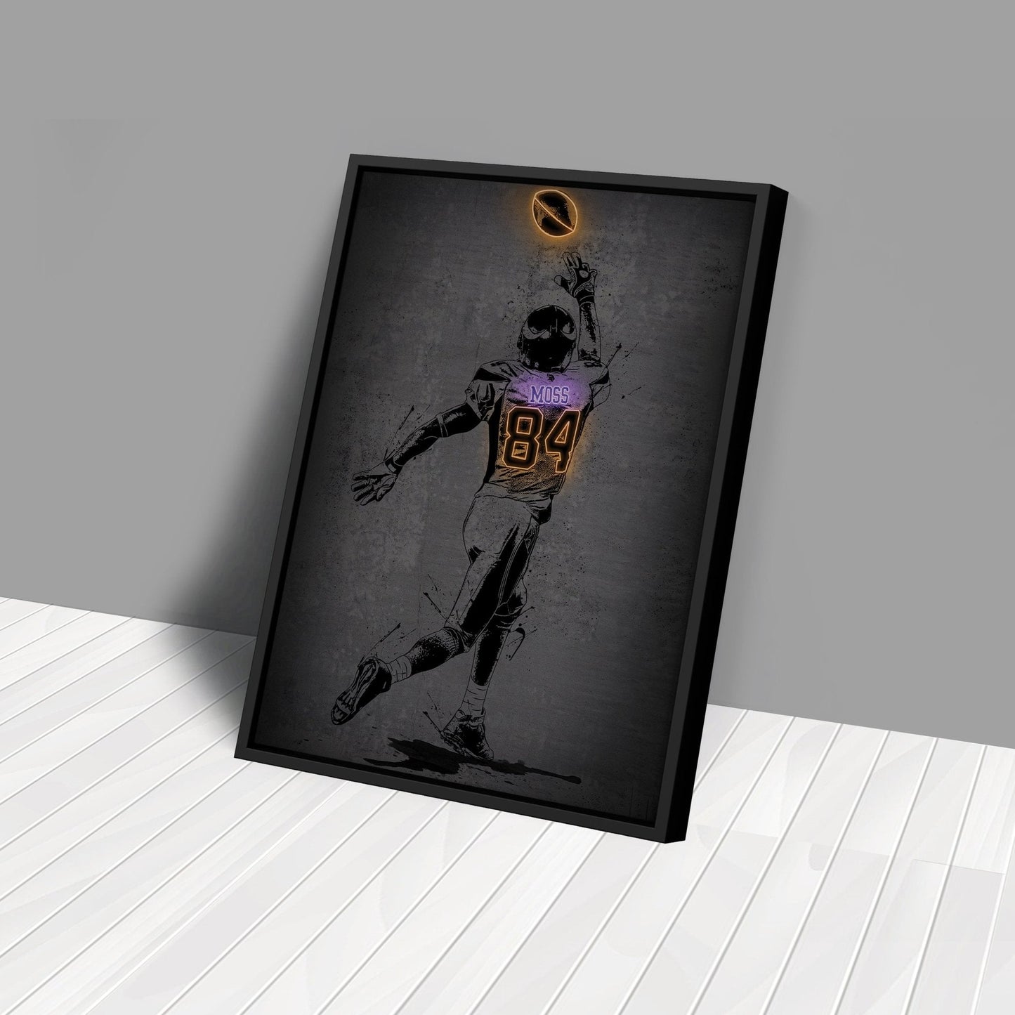 Randy Moss Neon Canvas Art | Modern Wall Decor for Vikings Fans