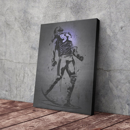 Ray Lewis Neon Canvas Art | Modern Wall Decor for Ravens Fans