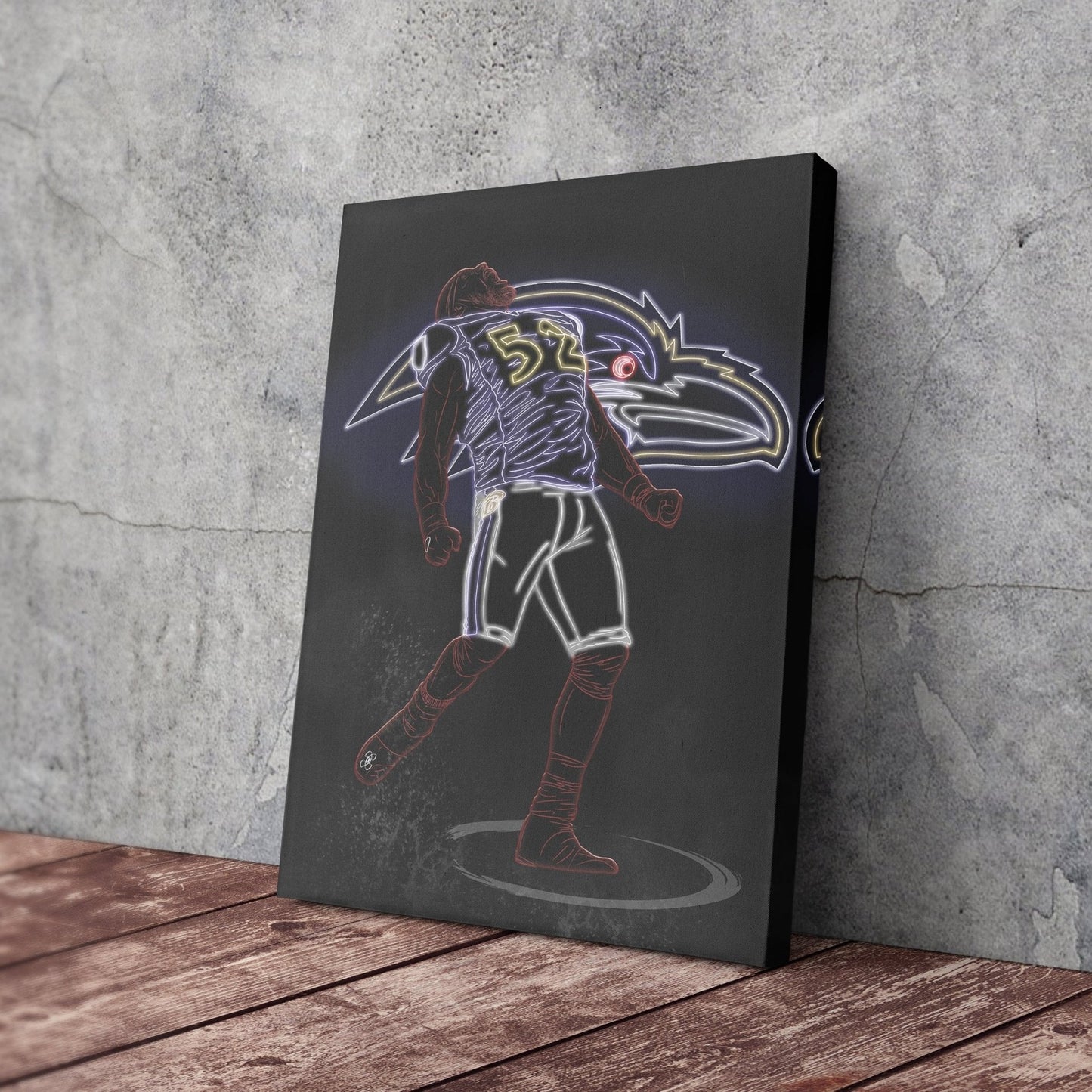 Ray Lewis Neon Canvas Art | Ravens Wall Decor
