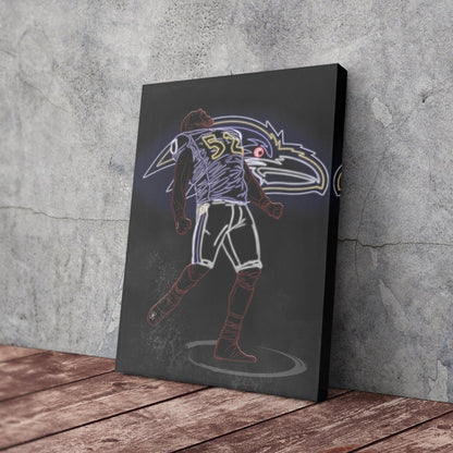 Ray Lewis Neon Canvas Art | Ravens Wall Decor