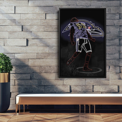 Ray Lewis Neon Canvas Art | Ravens Wall Decor