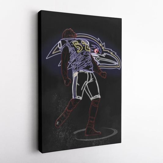 Ray Lewis Neon Canvas Art | Ravens Wall Decor