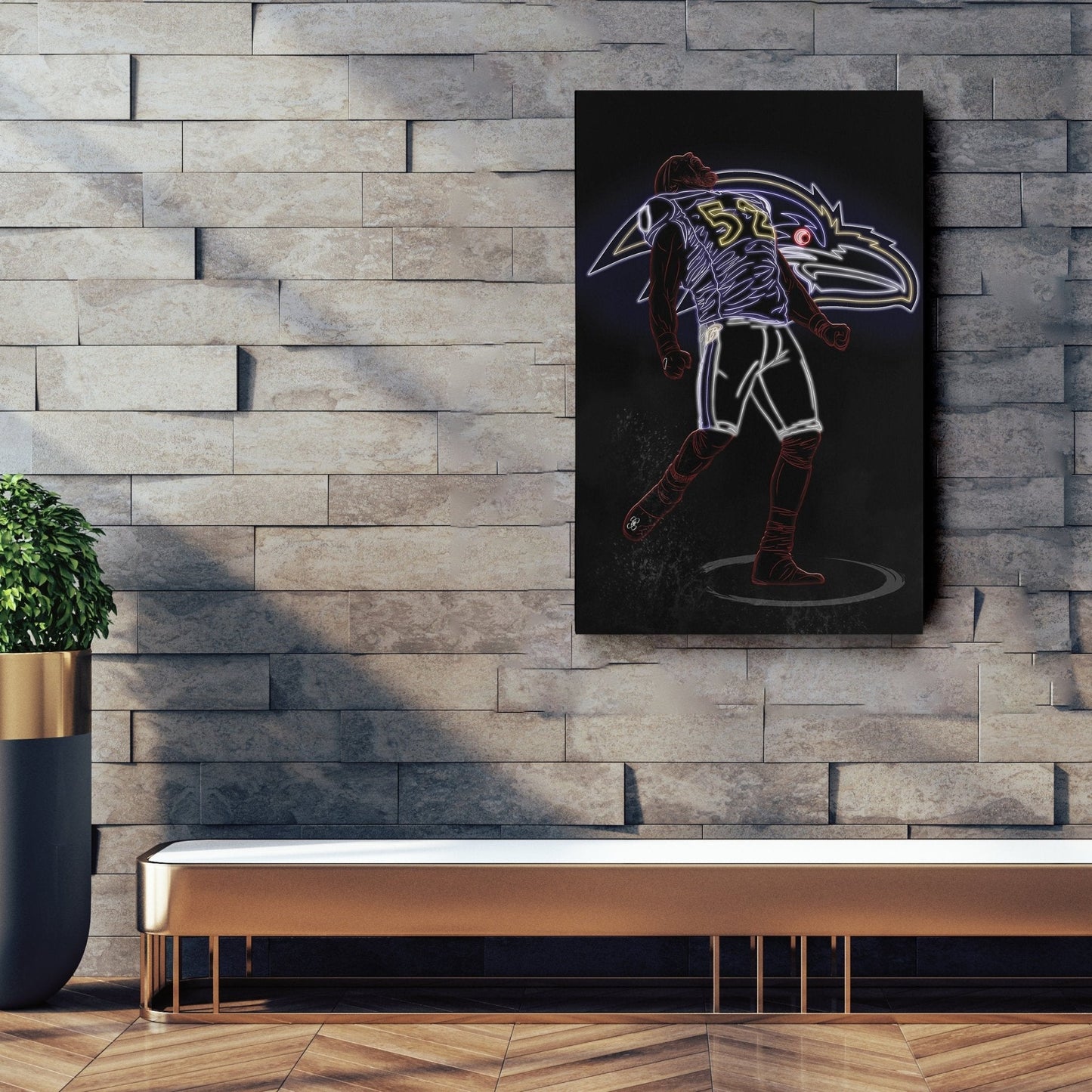 Ray Lewis Neon Canvas Art | Ravens Wall Decor