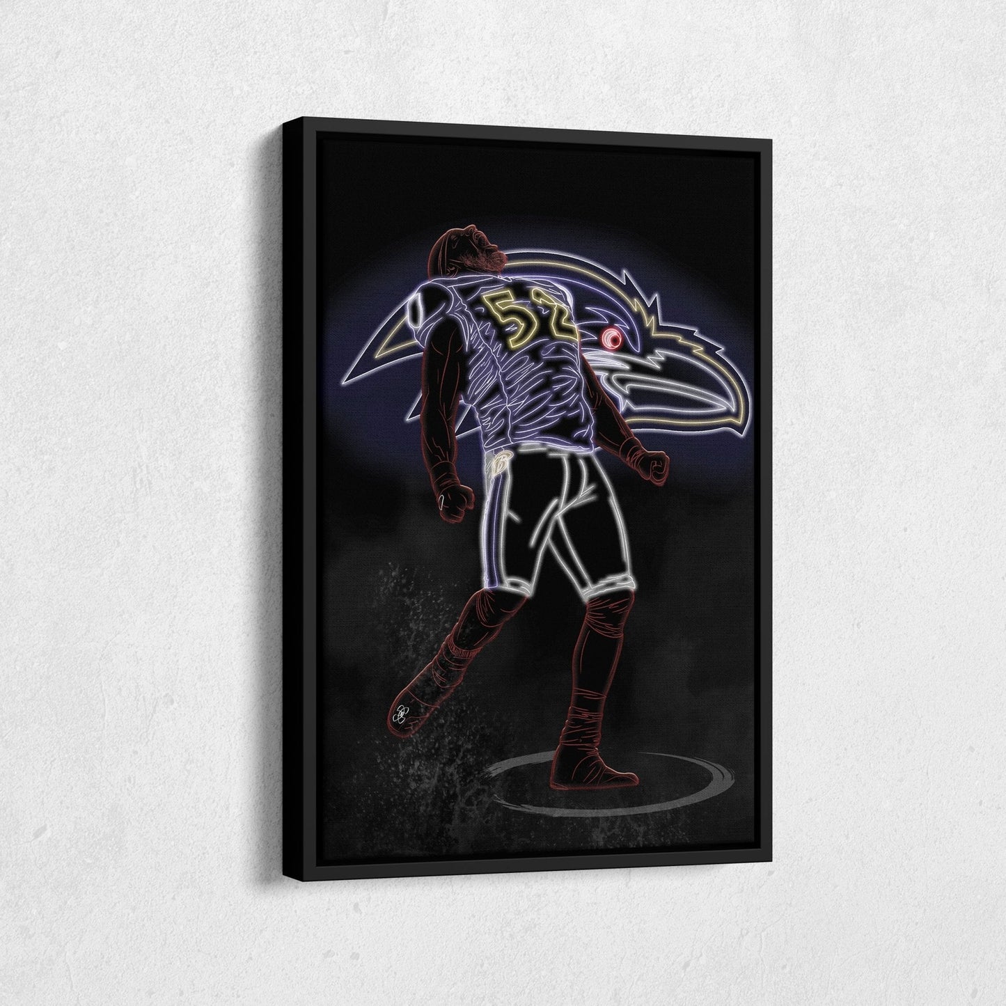 Ray Lewis Neon Canvas Art | Ravens Wall Decor
