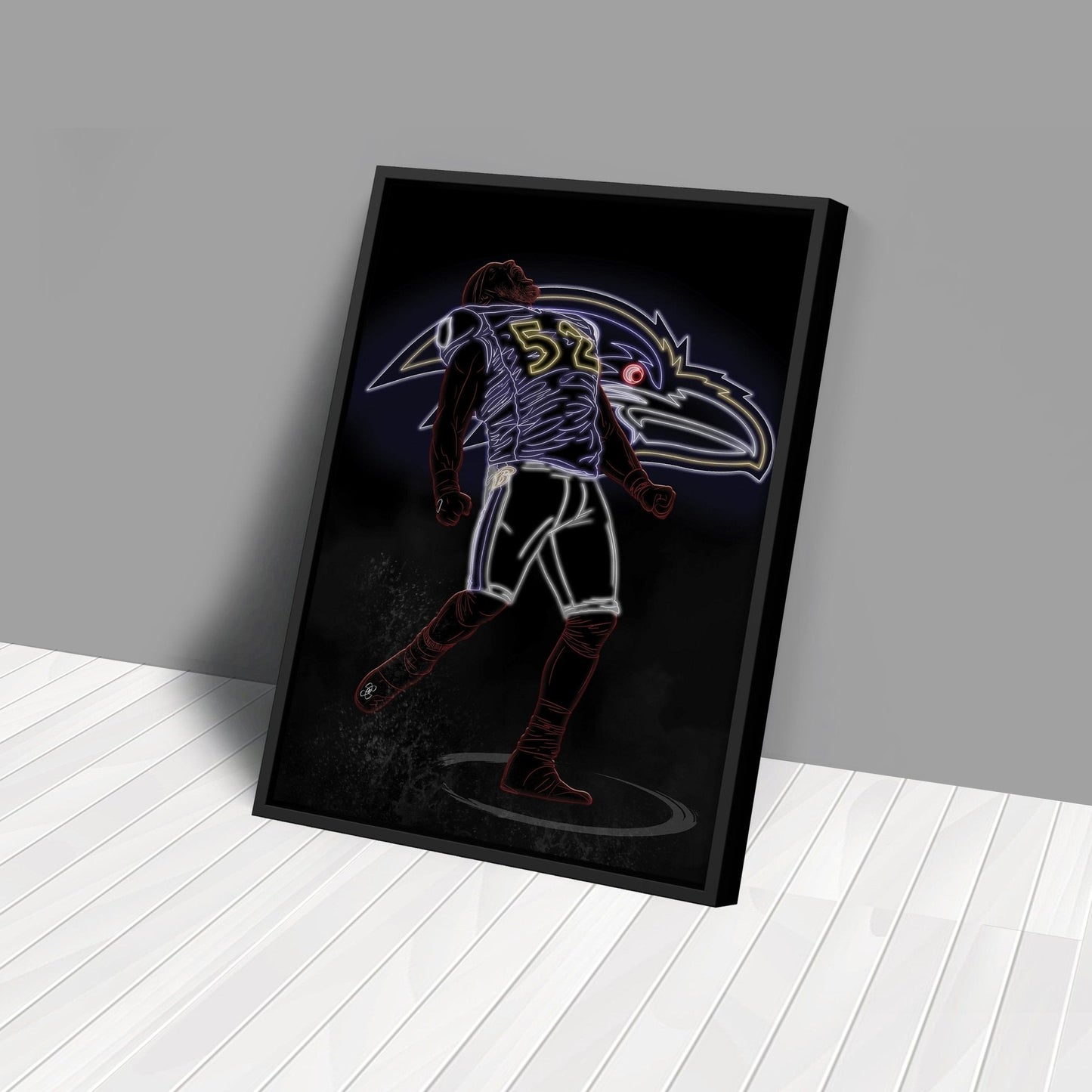 Ray Lewis Neon Canvas Art | Ravens Wall Decor