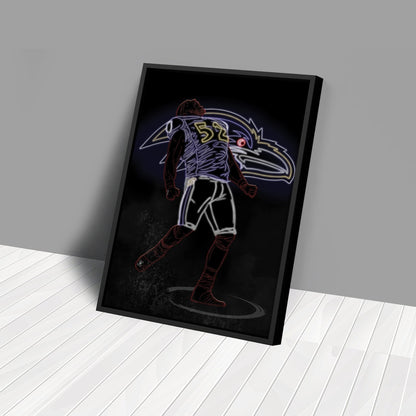 Ray Lewis Neon Canvas Art | Ravens Wall Decor