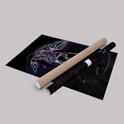 Ray Lewis Neon Canvas Art | Ravens Wall Decor