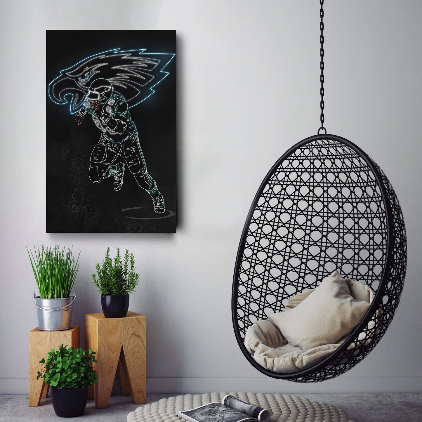 Reggie White Neon Canvas Art | Eagles Wall Decor