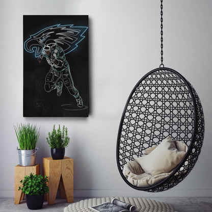 Reggie White Neon Canvas Art | Eagles Wall Decor
