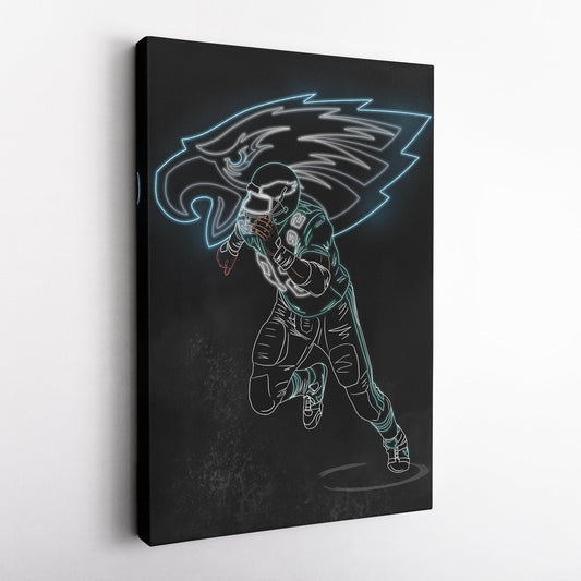 Reggie White Neon Canvas Art | Eagles Wall Decor