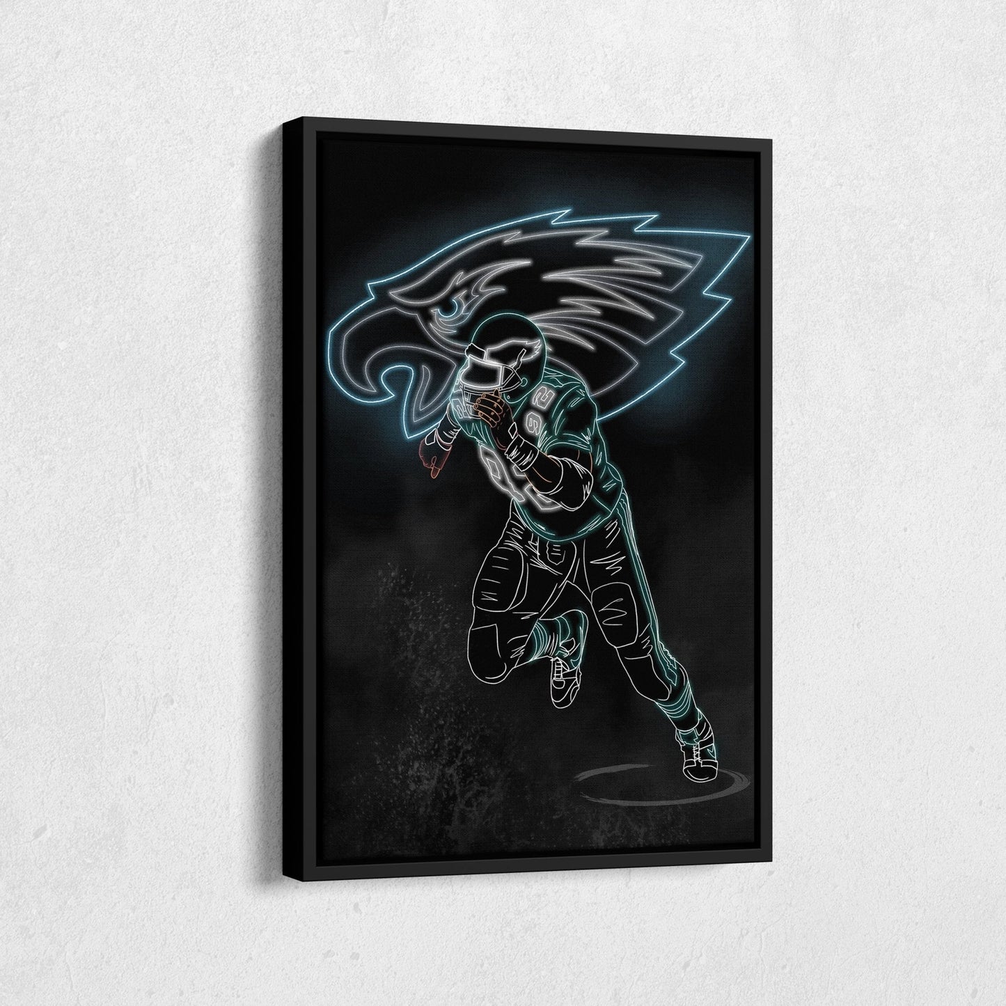 Reggie White Neon Canvas Art | Eagles Wall Decor