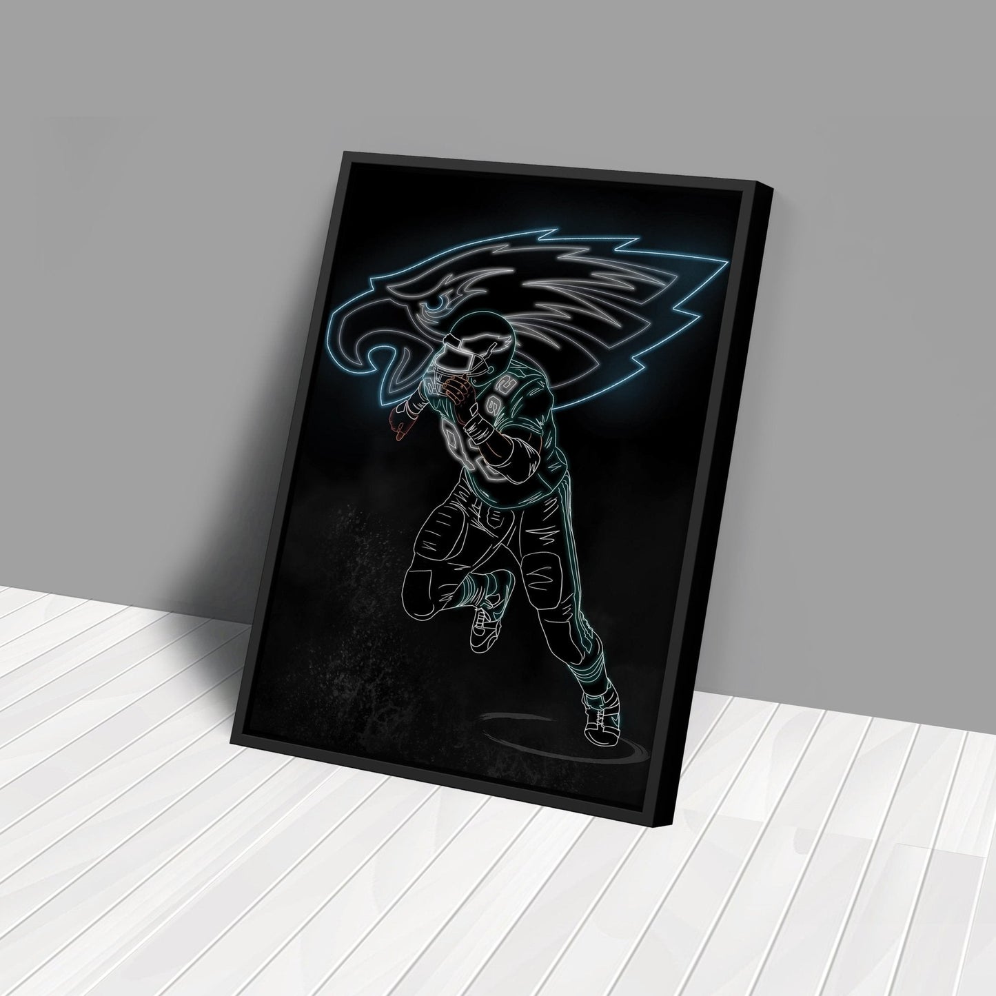 Reggie White Neon Canvas Art | Eagles Wall Decor